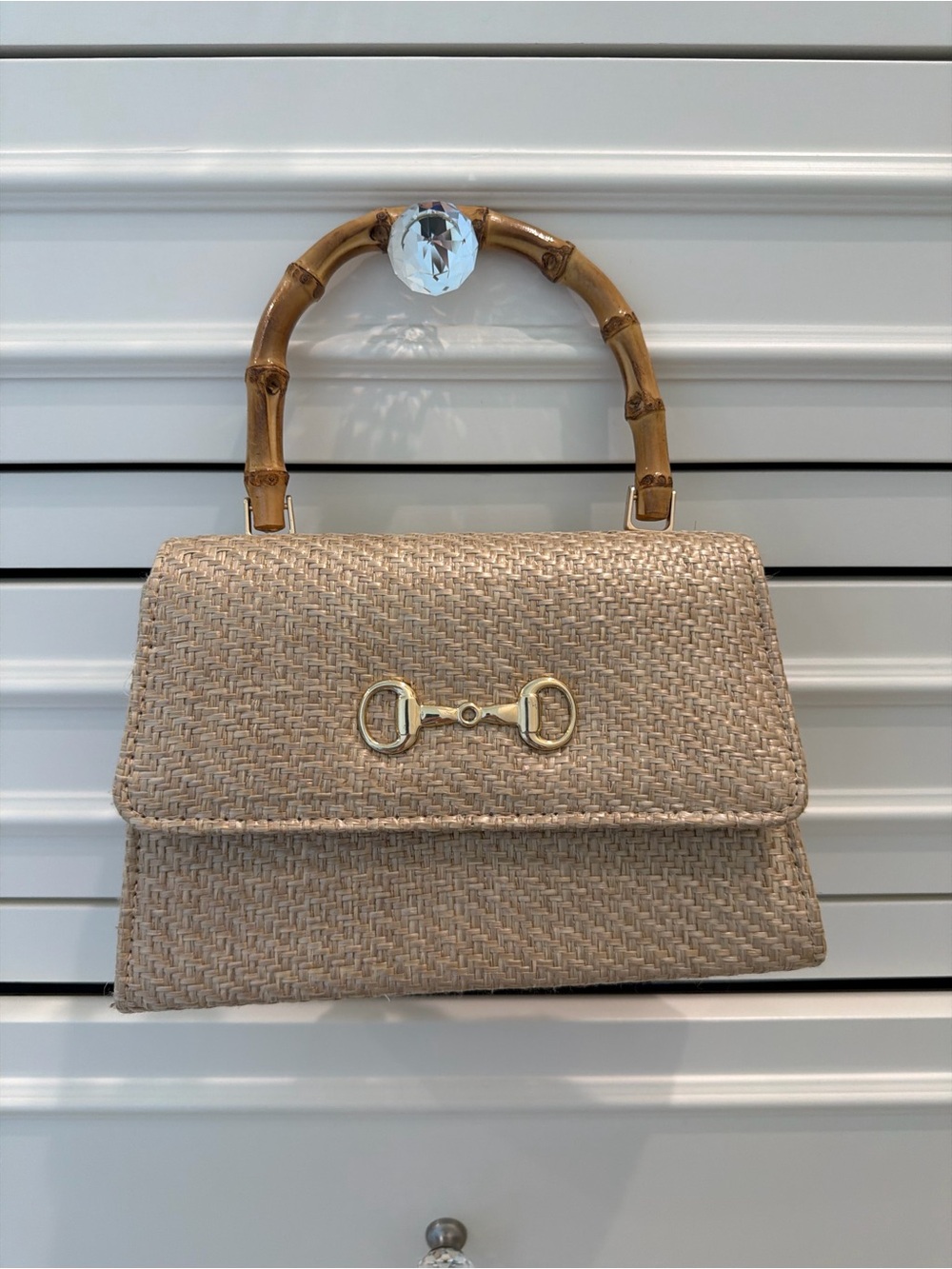 Raffia handbag with Bamboo Handle